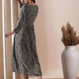 Fashor Black & Beige Printed A-Line Dress image 2