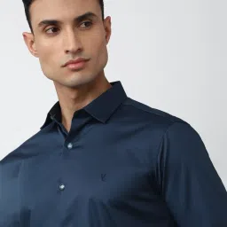 V Dot Navy Cotton Slim Fit Shirt image 5