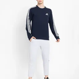 adidas Navy Regular Fit Round Neck Striped Sweatshirt image 5