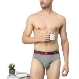 Van Heusen Sport Regular Fit Jaspe Textured No Marks Waistband Solid Briefs - Lt Grey Jaspe image 5