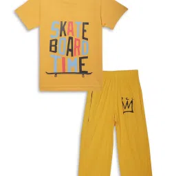 Vimal Jonney Kids Yellow & Pink Printed T-Shirt Set image 2