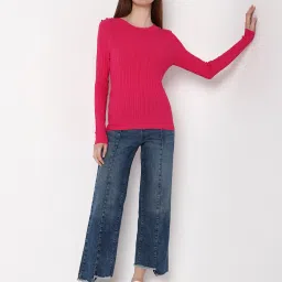Vero Moda Pink Self Design Pullover image 5