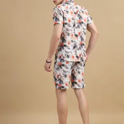 Bushirt Ivory Regular Fit Printed Shirt & Shorts Set image 2