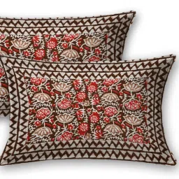 Living Roots Floral Red 300 TC Cotton Bedsheet with 2 Pillow Covers image 2