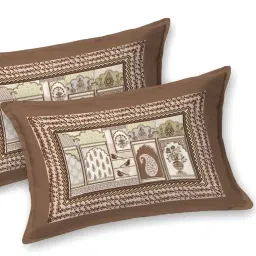 Living Roots Abstract Brown 300 TC Cotton Bedsheet with 2 Pillow Covers image 2