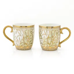 JCPL Printed Green Ceramic Tea Cups- Set of 6 (200 ml each) image 2