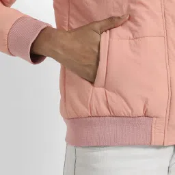 Campus Sutra Pink Quilted Pattern Jacket image 5