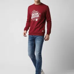 Peter England University Maroon Slim Fit Printed Sweatshirt image 5