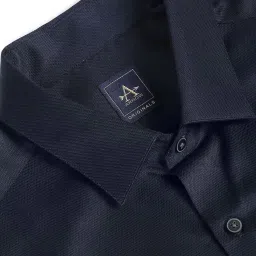 Arrow Navy Blue Cotton Slim Fit Self Pattern Shirt image 5