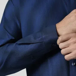 van heusen V Dot Navy Slim Fit Colour Block Shirt image 5