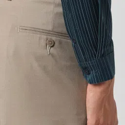 van heusen V Dot Green Cotton Slim Fit Striped Shirt image 5