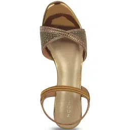 Mochi Women's Antique Gold Sling Back Wedges image 4