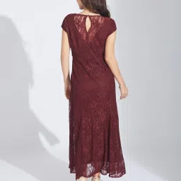 Latin Quarters Maroon Nylon Woven Design Dress image 2