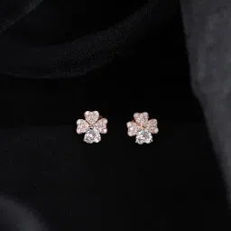 Clara 925 Silver Rose Gold Plated Swiss Zirconia Bunch of Hearts Earrings for Women-image-89