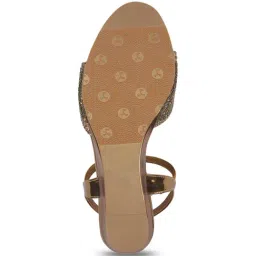 Mochi Women's Antique Gold Sling Back Wedges image 5