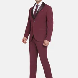 Blackberrys Men Maroon Self-Design Slim-Fit Single-Breasted 2 Piece Formal Suit image 5