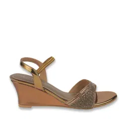 Mochi Women's Antique Gold Sling Back Wedges image 3