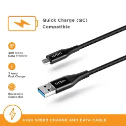 URBN UPC100 18W 1.2m Micro USB Cable (Black) image 3
