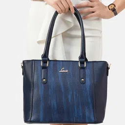 Lavie Horse Navy Blue Textured Tote Bag-picture-17