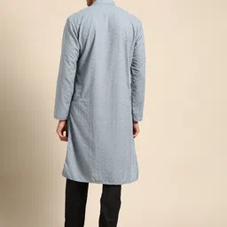 RAJUBHAI HARGOVINDAS Men Grey Chikankari Kurta image 2