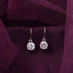 Clara 925 Silver Platinum Plated Swiss Zirconia Gia Classic Solitaire Earrings for Women-picture-15