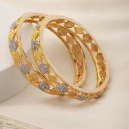 Saraf RS Jewellery A Pair of 2 Gold Toned Intricate design Bangle Bracelet 2.6 image 2