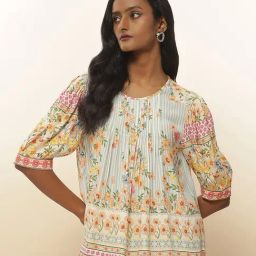 Label Ritu Kumar Off White Floral Print Top-picture-8