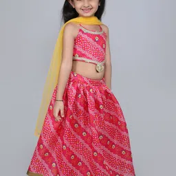 MANY FROCKS & Girls Printed Ready to Wear Lehenga Blouse With Dupatta image 3