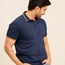 The Bleu Label Navy Slim Fit Polo T-Shirt-picture-13