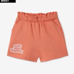 The Souled Store Girls Orange Cotton Graphic Shorts-picture-0