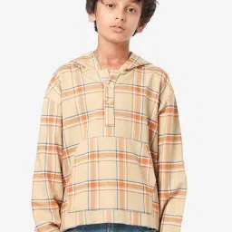 Bonkids Boys Checked Hooded Cotton Casual Shirt-picture-10
