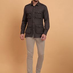 House of Pataudi Nawab Hunter India Slim Cutaway Collar Pocket Detailing Slim Fit Shirt-picture-22