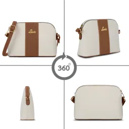 Lavie Womens Off White Janice Colorblock Horizontal Sling Bag (M) image 5