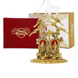 INTERNATIONAL GIFT Laxmi Ganesh Tree Metal Idol Showpiece With Best Wishes Tag & Box-picture-21