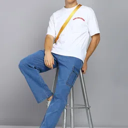 MONTREZ Men Relaxed Straight Leg Straight Fit Mid Rise Cargo Style Jeans image 5