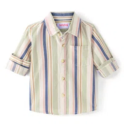 Babyhug Cotton Woven Full Sleeves Striped Shirt - Off White-image-55