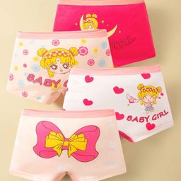 ZQBIEE Kids Pack Of 4 Hearts & Bow Printed Panties - Multi Colour-picture-2
