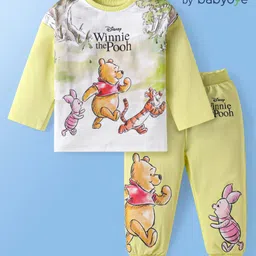 Babyoye Disney Terry Knit Full Sleeves Sweatshirt & Lounge Pant Set With Winnie the Pooh Graphics - Lime Green-picture-34