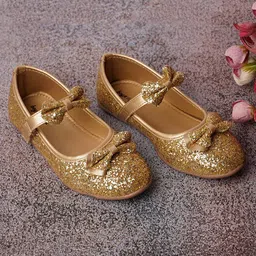 boyz n galz Bow Detailed Shimmered Mary Jane Ballerinas - Gold-picture-20