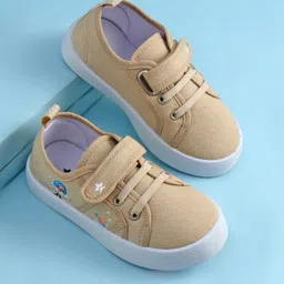 Cute Walk by Babyhug Casual Shoes with Velcro Closure & Space Theme Embroidery - Beige-picture-11