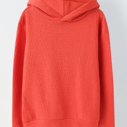 Spunkies Cotton Knit Full Sleeves Solid Hoodie - Red-image-64