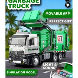 Elecart 12" Garbage Truck Toy for Boys Big Recycling Trash Truck with Lights & Sounds | Friction Powered Waste Management Vehicle | Sorting Cards Learning Set | Gift for Kids-picture-12