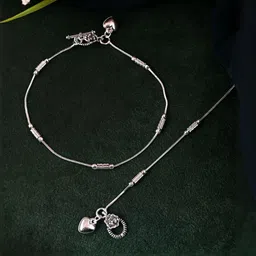 Anouk Set of 2 Silver Plated Pipe Shaped Handcrafted Anklet-image-19