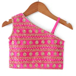 Babyhug Sleeveless Choli & Sharara Set with Dupatta & Sequined Detailing - Fuchsia image 2