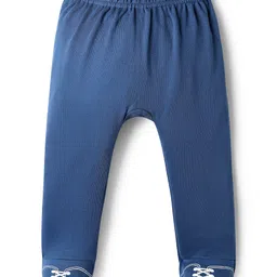 Babyoye 100% Cotton Interlock Knit Bootie Leggings With Star Print Pack Of 2 - Royal Blue & Red image 2