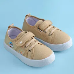 Cute Walk by Babyhug Casual Shoes with Velcro Closure & Space Theme Embroidery - Beige image 2