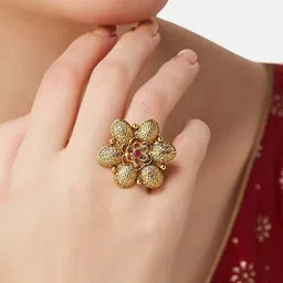 Anouk Women Brass Artificial Stones Finger Ring image 2