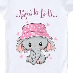 KNITROOT Short Sleeves Papa Ka Ladli Printed Onesie - White image 4