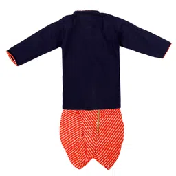 BownBee Pure Cotton Full Sleeves Leheriya Designed Kurta & Dhoti Set -  Blue image 4