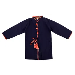 BownBee Pure Cotton Full Sleeves Leheriya Designed Kurta & Dhoti Set -  Blue image 5